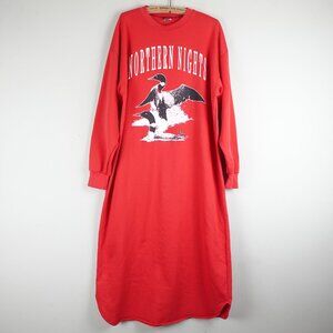 Vintage Northern Nights Loon Graphic Long Nightshirt Women's ONE SIZE Fits All